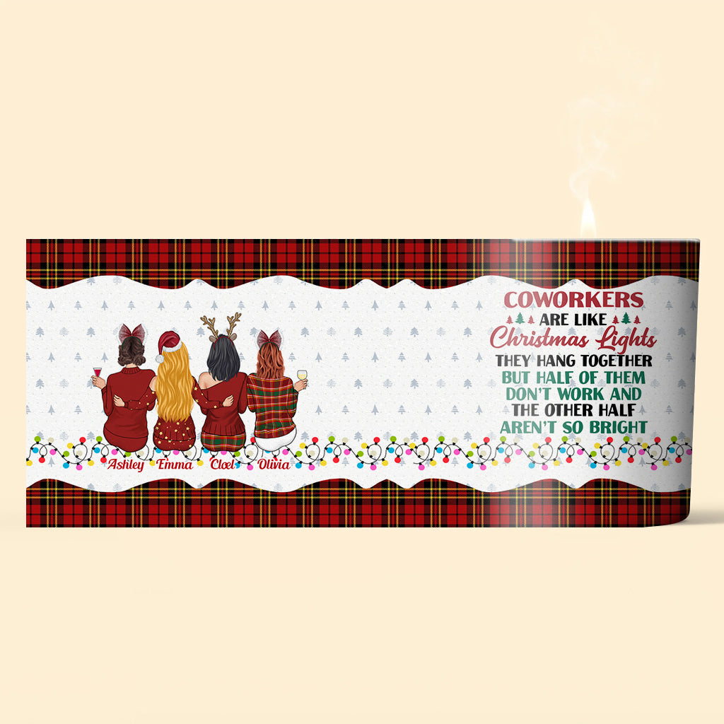 Kollegen sind wie Weihnachtslichter – Personalisierte Kollegenkerze mit Holzdeckel