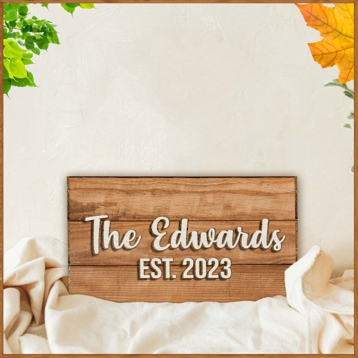 Unsere Familie – Personalisiertes Einweihungsgeschenk aus zwei Holzschichten / Holzplakette