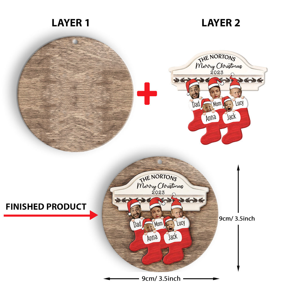 Family Name Christmas Tree Many Colors - Personalized Family Layered Wood Ornament