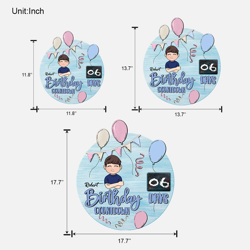 Geburtstags-Countdown - Personalisiertes Familien-Holzschild