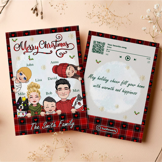 Fröhliche Weihnachten, Schneemann – Personalisierte Familiengrußkarte