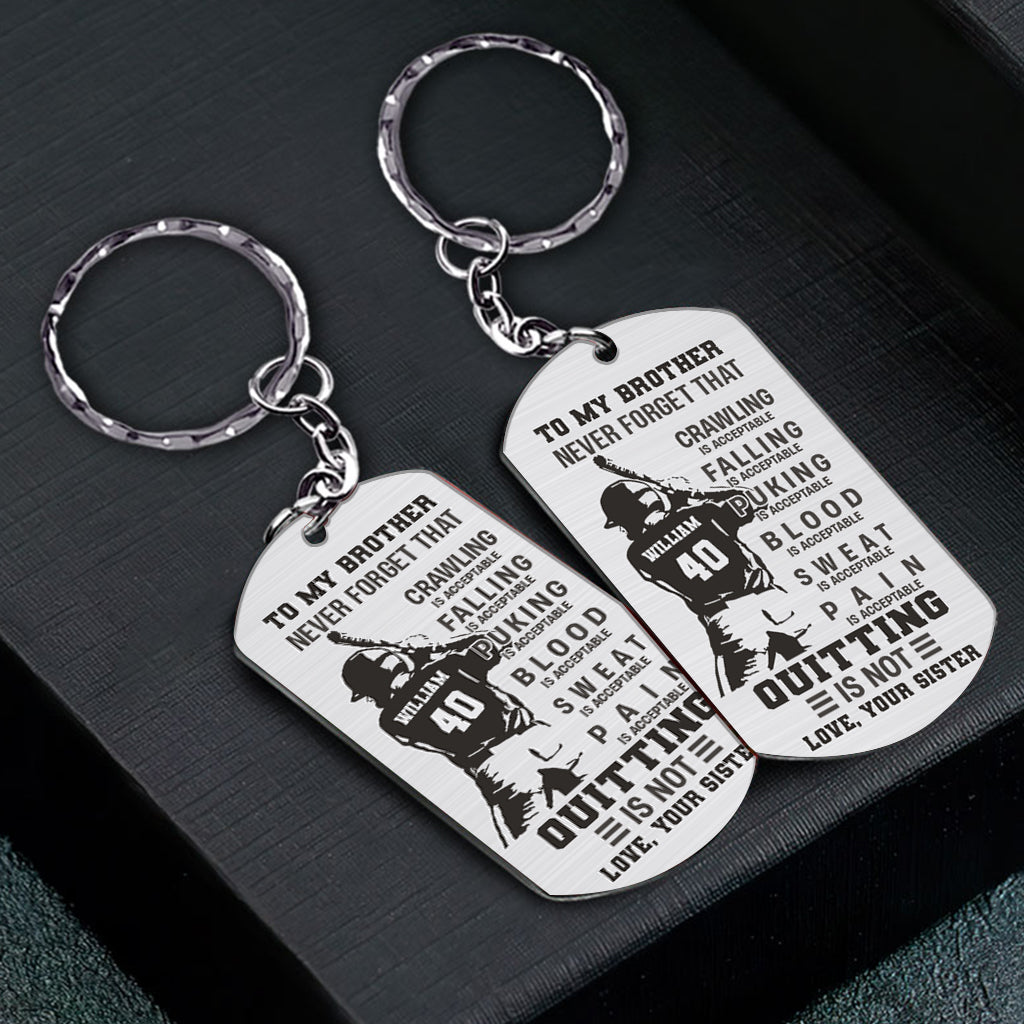 An meinen Sohn: Krabbeln ist okay – Baseball-Geschenk für Sohn, Bruder, Enkel, Papa – Personalisierter Edelstahl-Schlüsselanhänger