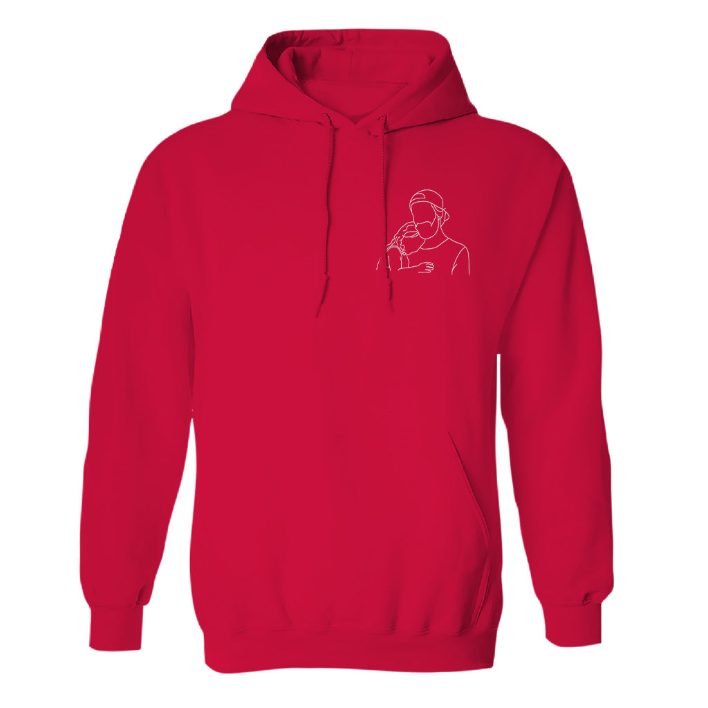 Individuelle Linienzeichnung – Personalisierter bestickter Hoodie für Stiefväter