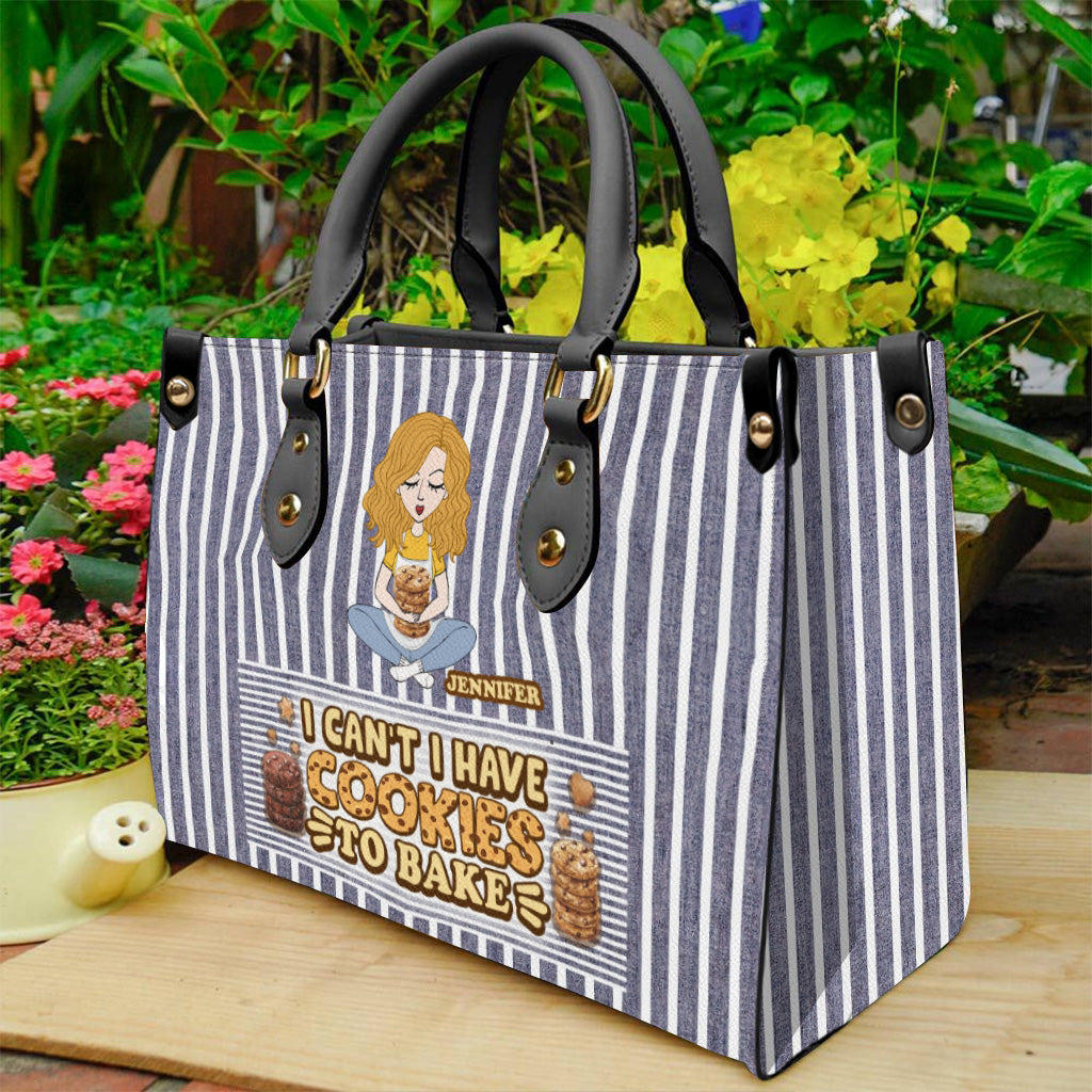 Ich kann nicht, ich muss Kekse backen – personalisierte Backhandtasche aus Leder