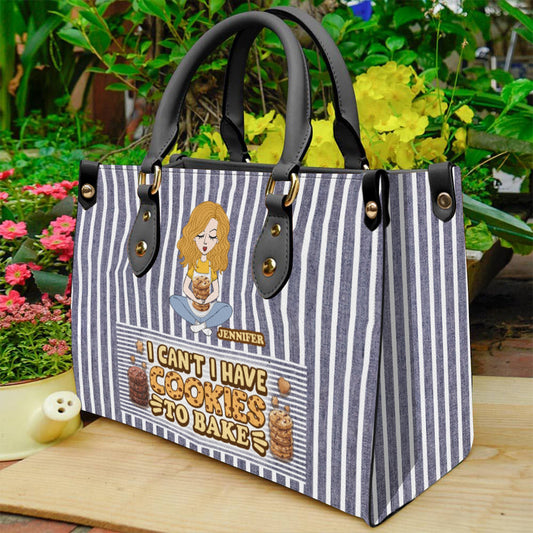 Ich kann nicht, ich muss Kekse backen – personalisierte Backhandtasche aus Leder