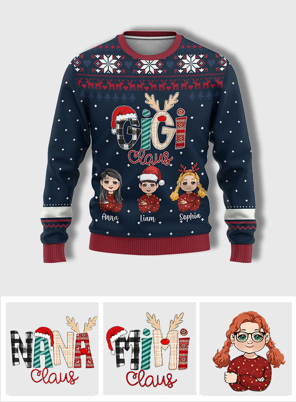 Gigi Claus - Personalisierter Oma-Hässlicher-Pullover