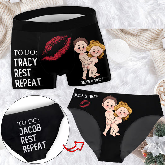 To-Do-Liste – Personalisierte Damen-Slips und Herren-Boxershorts für Paare