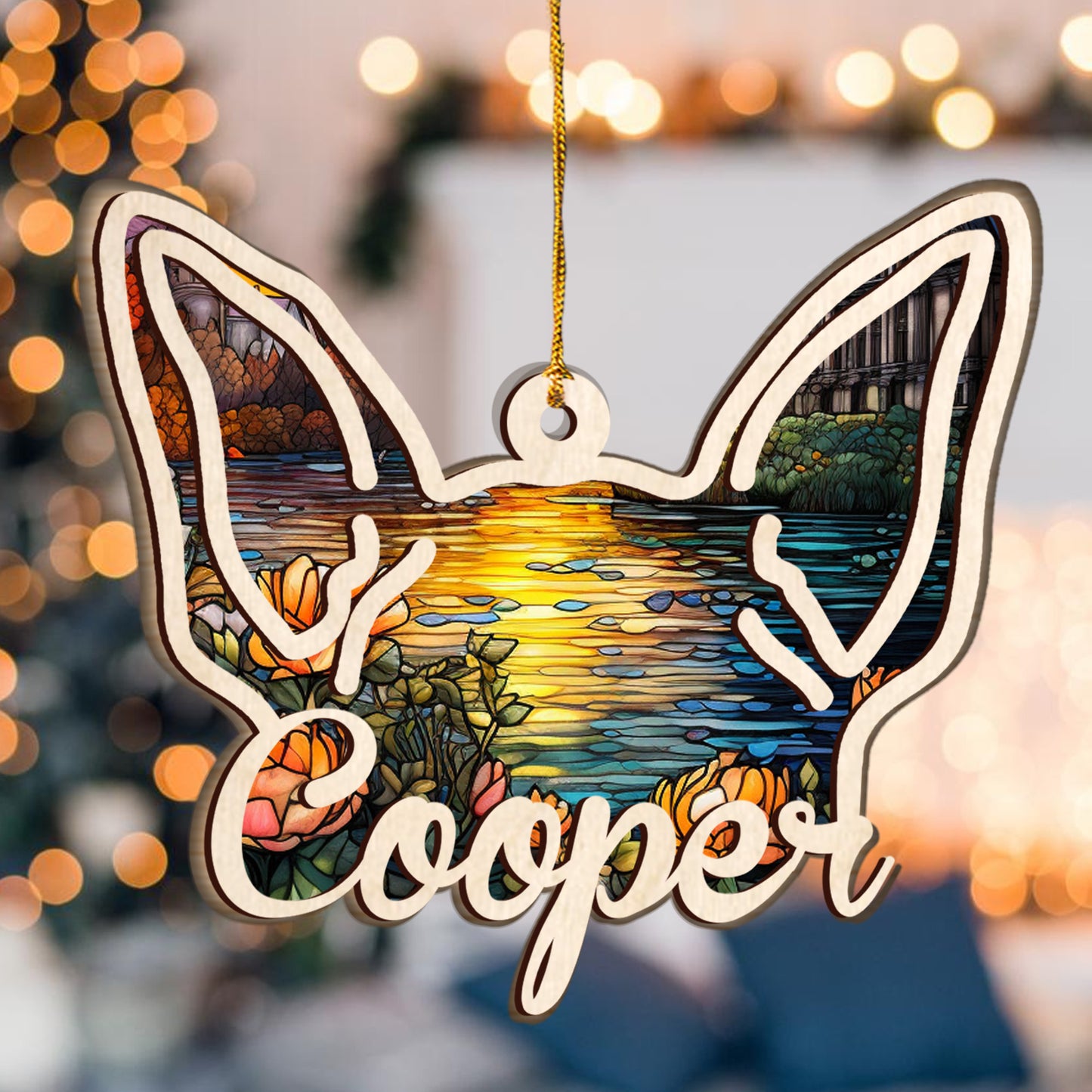 Hundeohren – Geschenk für Hunde- und Katzenliebhaber, für alle, die einen Hund oder eine Katze verloren haben – Personalisierter, zweilagiger Anhänger