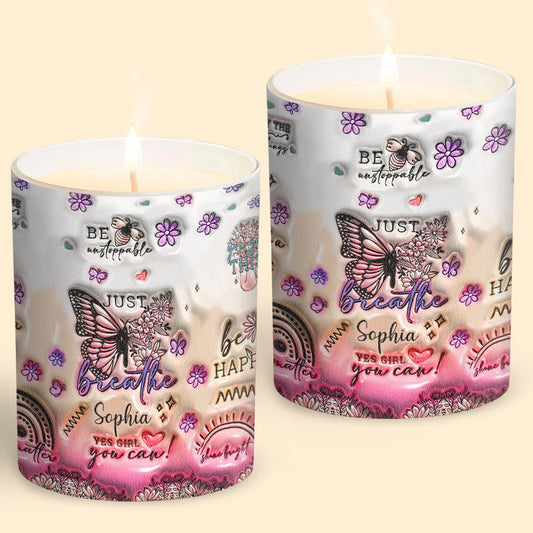 Positive Affirmationen Schmetterling – Personalisierte Schmetterlingskerze mit Holzdeckel