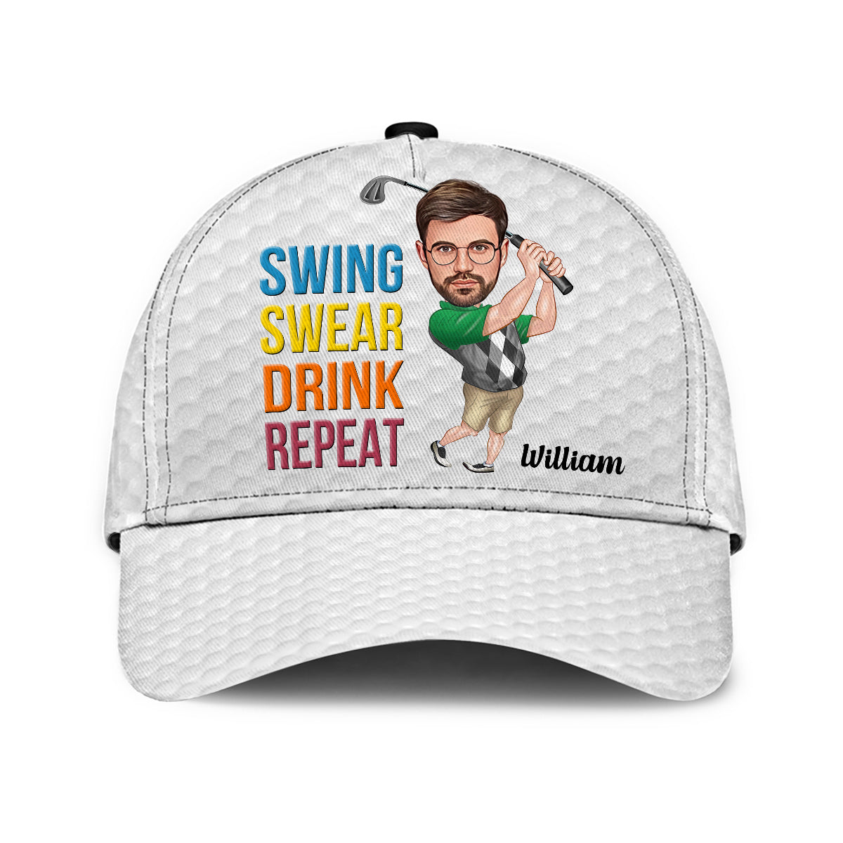 Swing Swear Drink Repeat - Personalized Golf Classic Cap