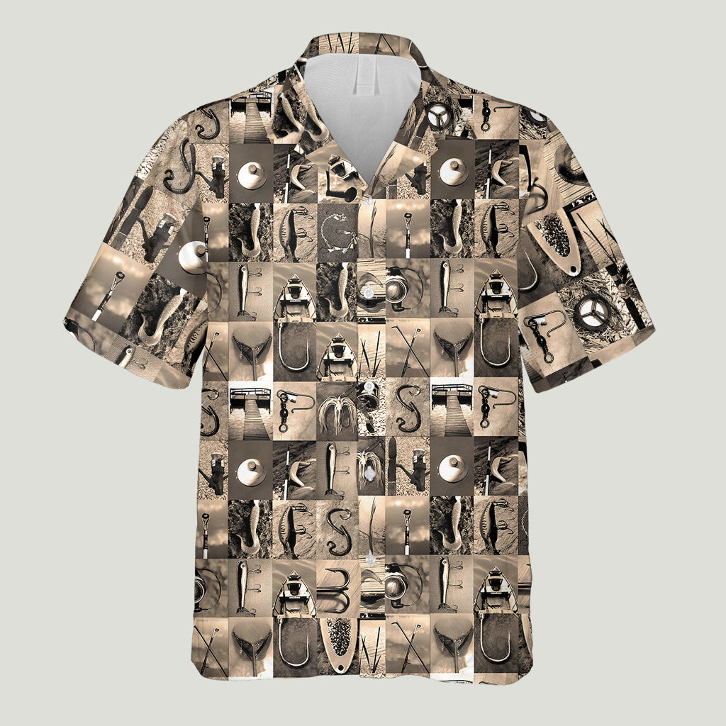 Vintage Fishing Alphabet - Personalized Fishing Hawaiian Shirt