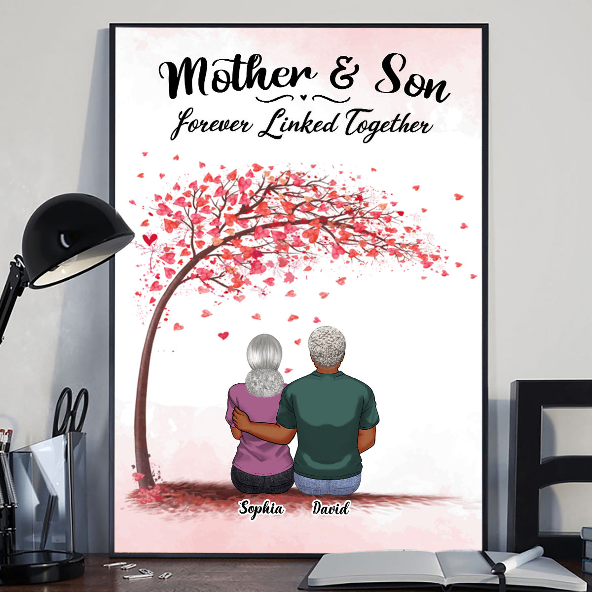 Für immer verbunden – Geschenk für Mama, Tochter, Sohn – Personalisierte Leinwand und Poster