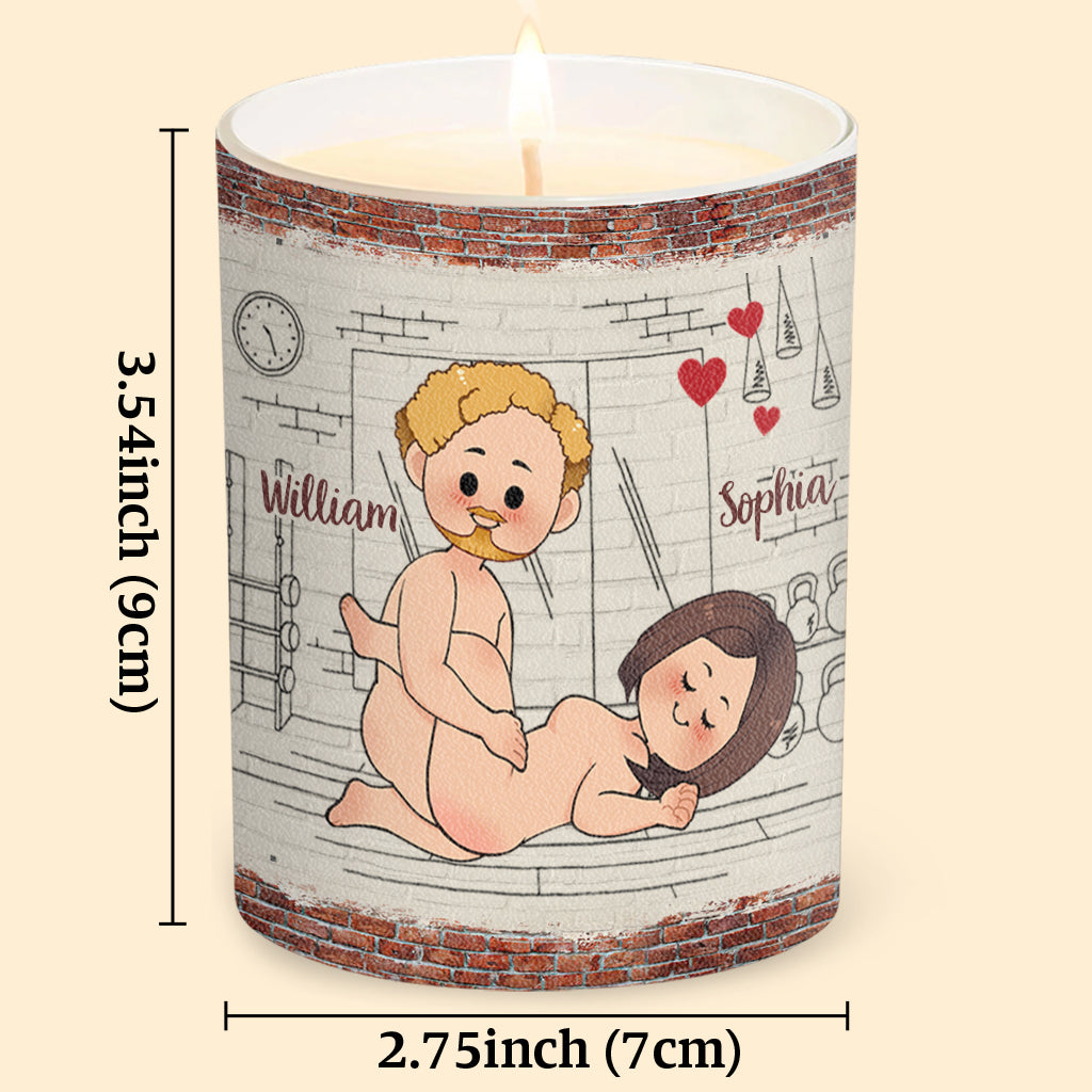 Cardio Workout - Personalized Couple Candle With Wooden Lid