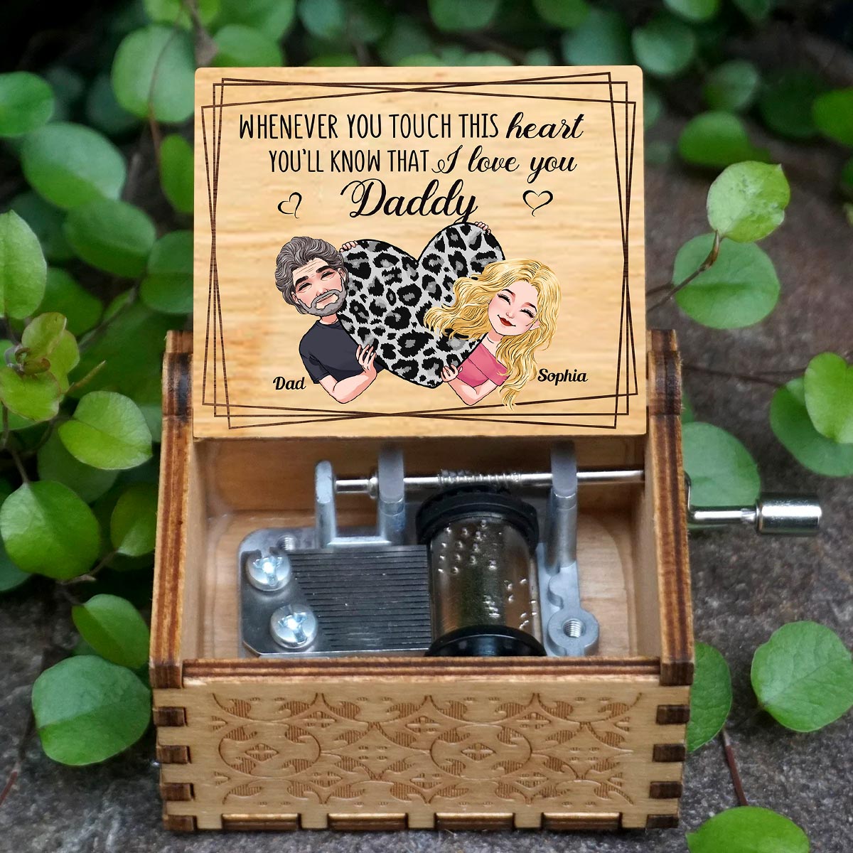 Whenever You Touch This Heart - Gift for mom, grandma, grandpa, daughter, son, granddaughter, grandson, wife, husband, dad, aunt, uncle, sister, brother - Personalized Hand Crank Music Box