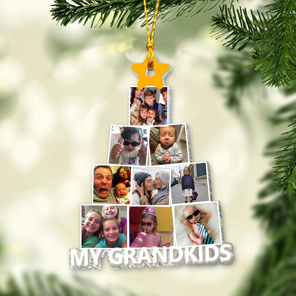 Photo Grandkids Christmas Tree - Gift for grandma - Personalized Transparent Ornament