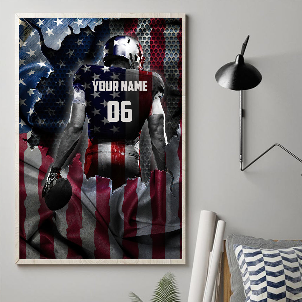 Ich liebe American Football – Personalisierte Football-Leinwand und Poster