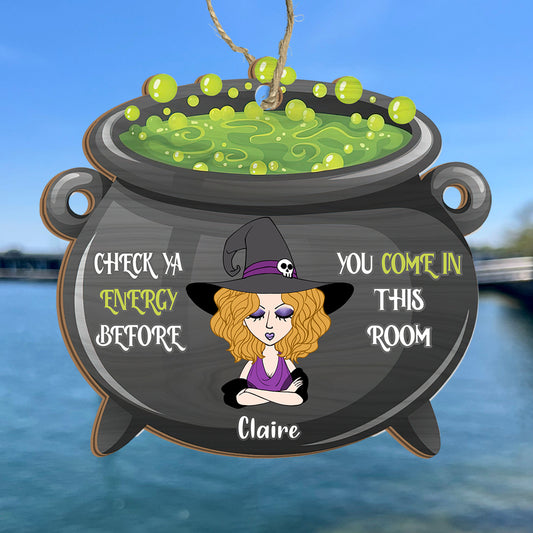 Check Ya Energy - Personalized Witch Suncatcher