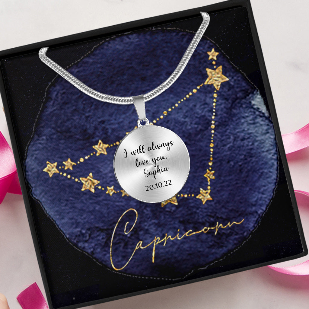 Sternzeichen-Halskette – Personalisierte runde Horoskop-Anhänger-Halskette