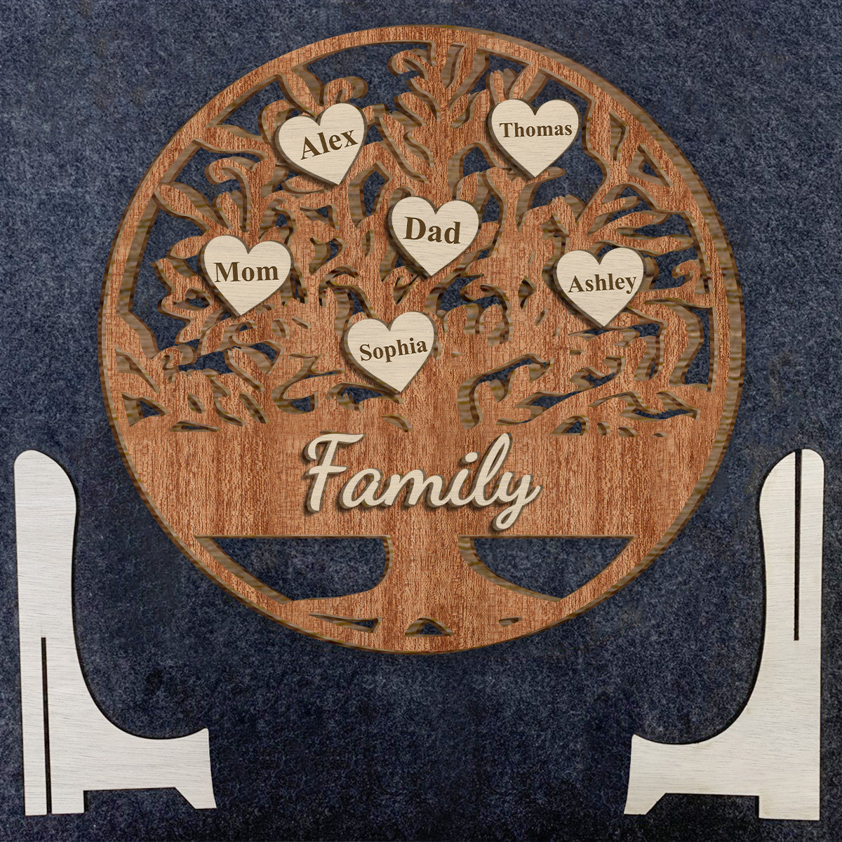 Familie ist für immer – Personalisiertes zweilagiges Holzschild „Familie“ / Holzplakette