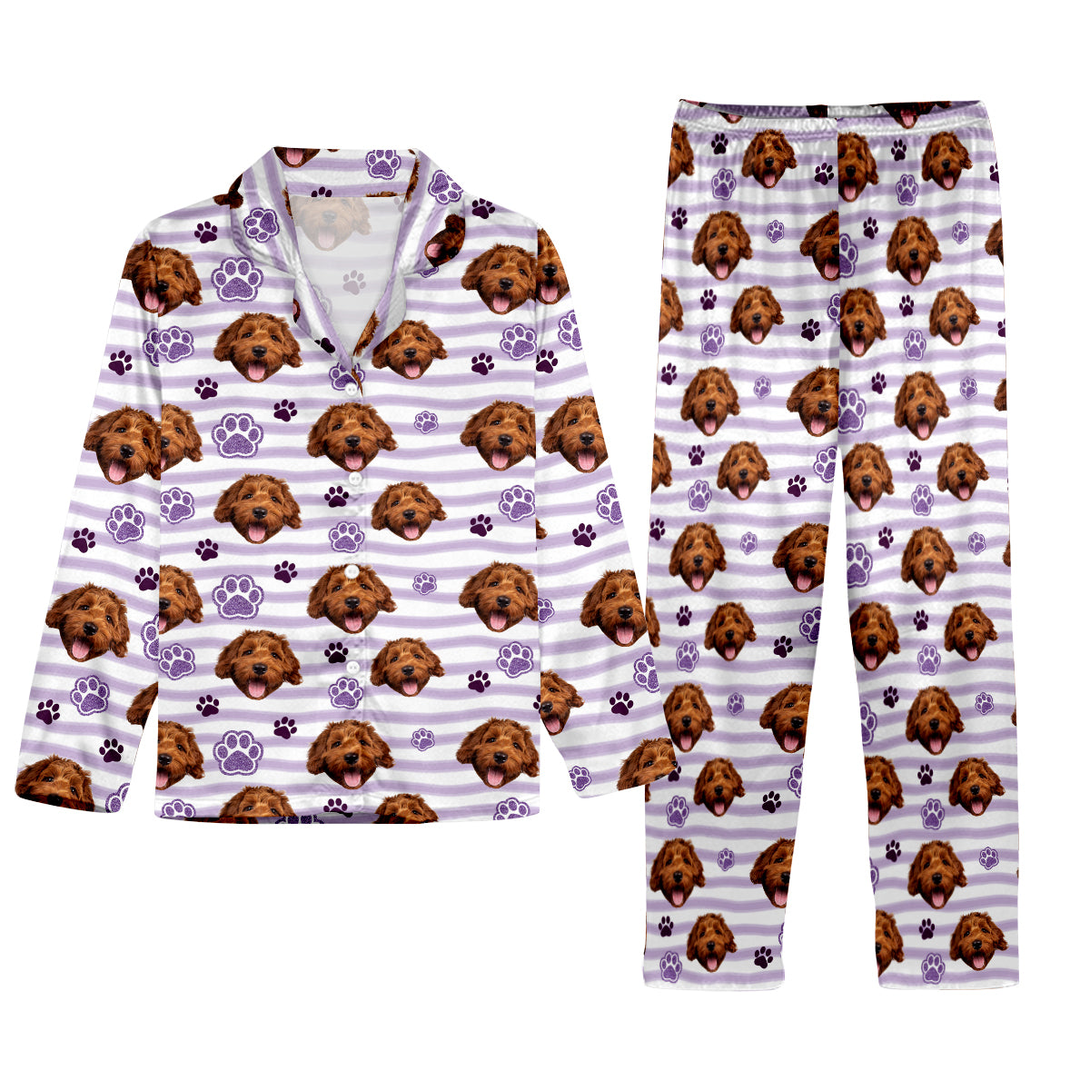 Hundemama-Vibes – Personalisierter Hunde-Pyjama mit Knopfleiste