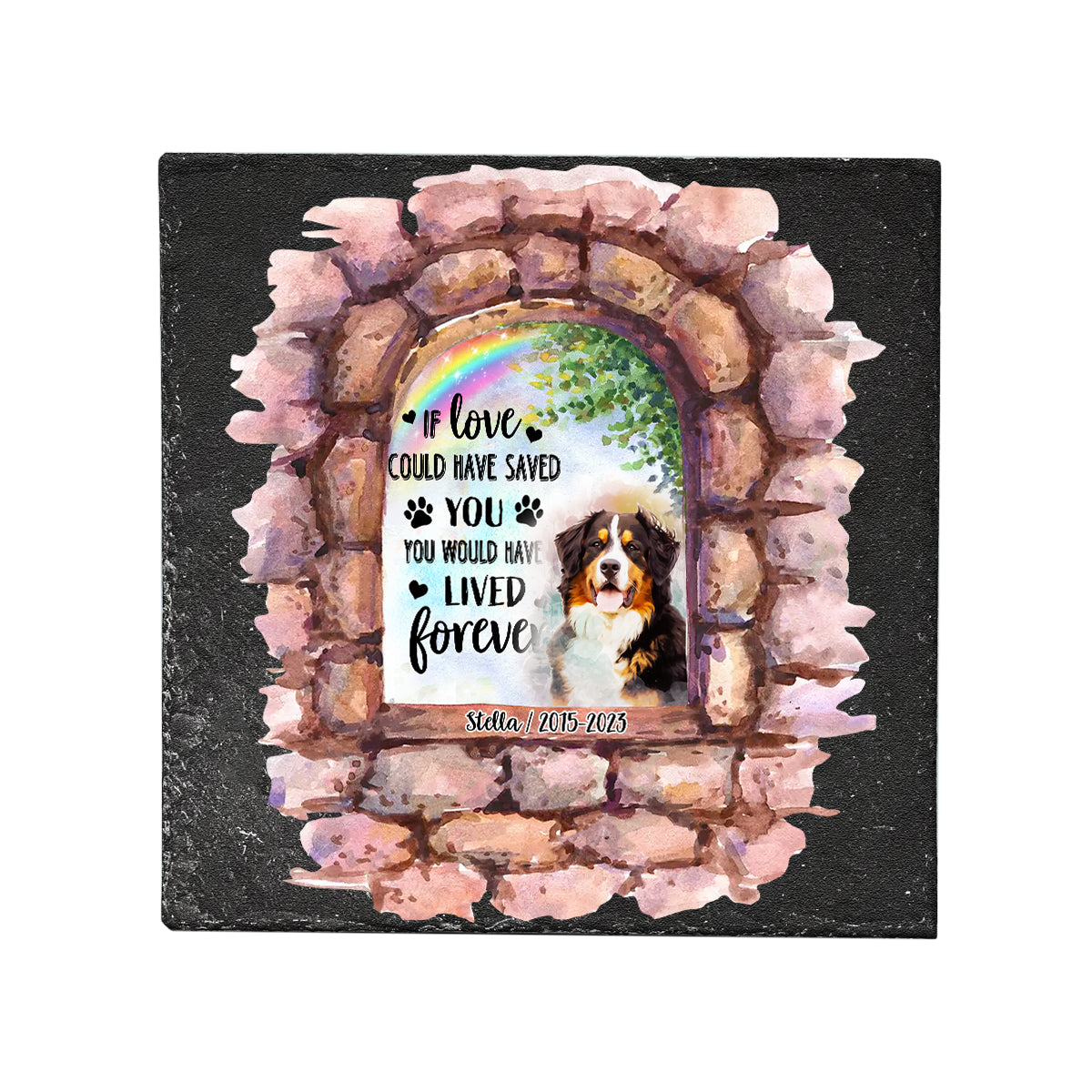 Nicht mehr an meiner Seite – Personalisierter quadratischer Stein in Hundeform