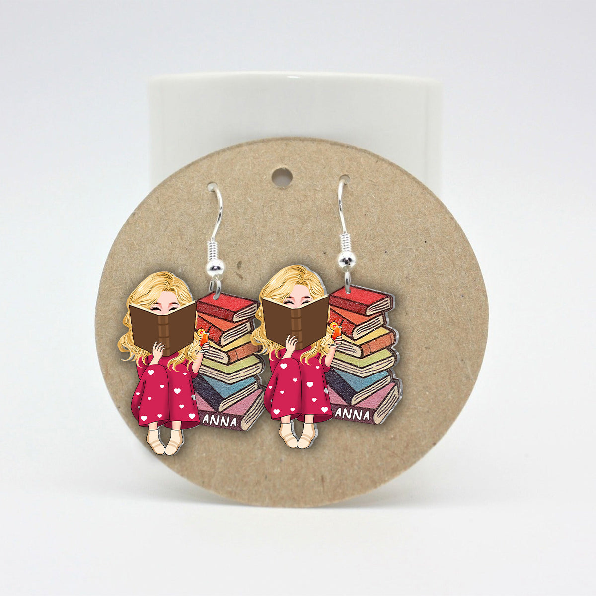 Individuelle Porträt-Ohrringe für Bücherliebhaber – Personalisierte Buch-Ohrringe