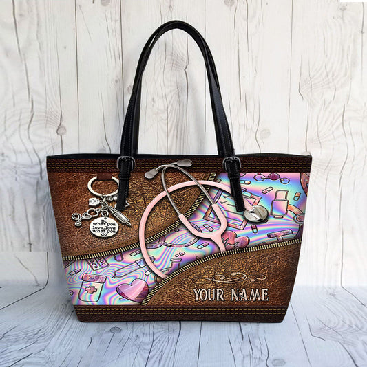 Pinkes Stethoskop - Personalisierte Ledertasche für Krankenschwestern