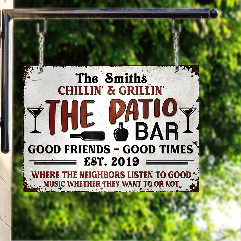 Chilling And Grilling - Personalized Backyard Rectangle Metal Sign