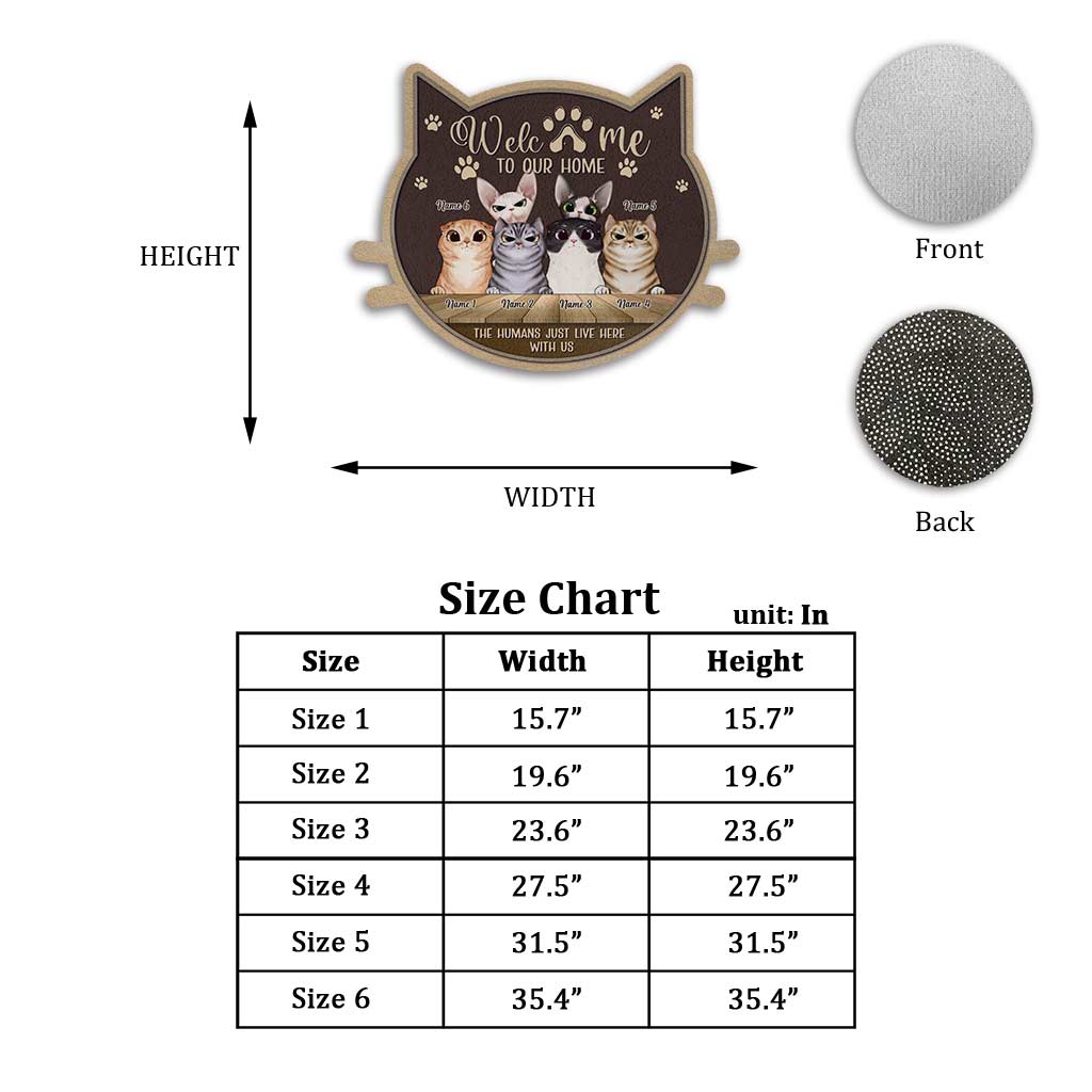 Willkommen in unserem Zuhause – personalisierte Fußmatte in Katzenform