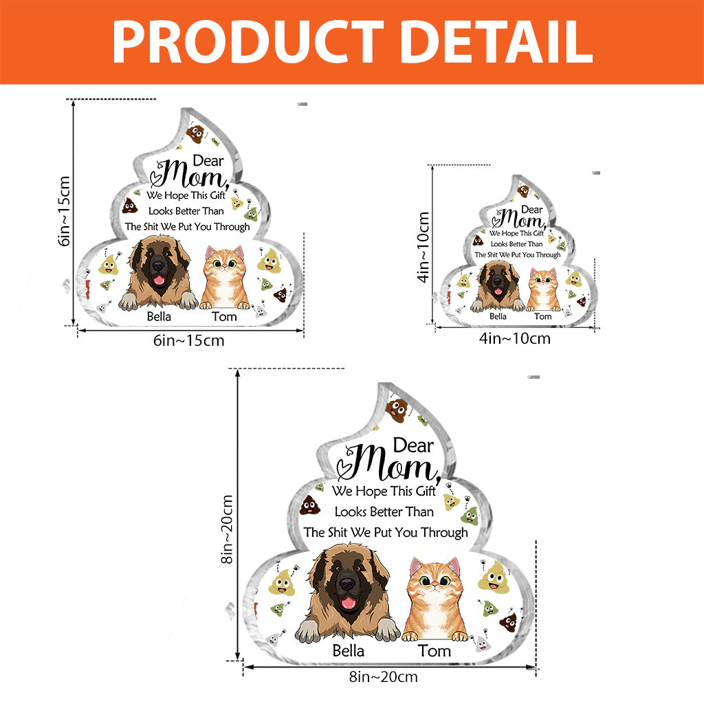 Lustiges Geschenk für Katzenmama und Katzenpapa – personalisierte Acrylplakette in Hundeform zum Muttertag