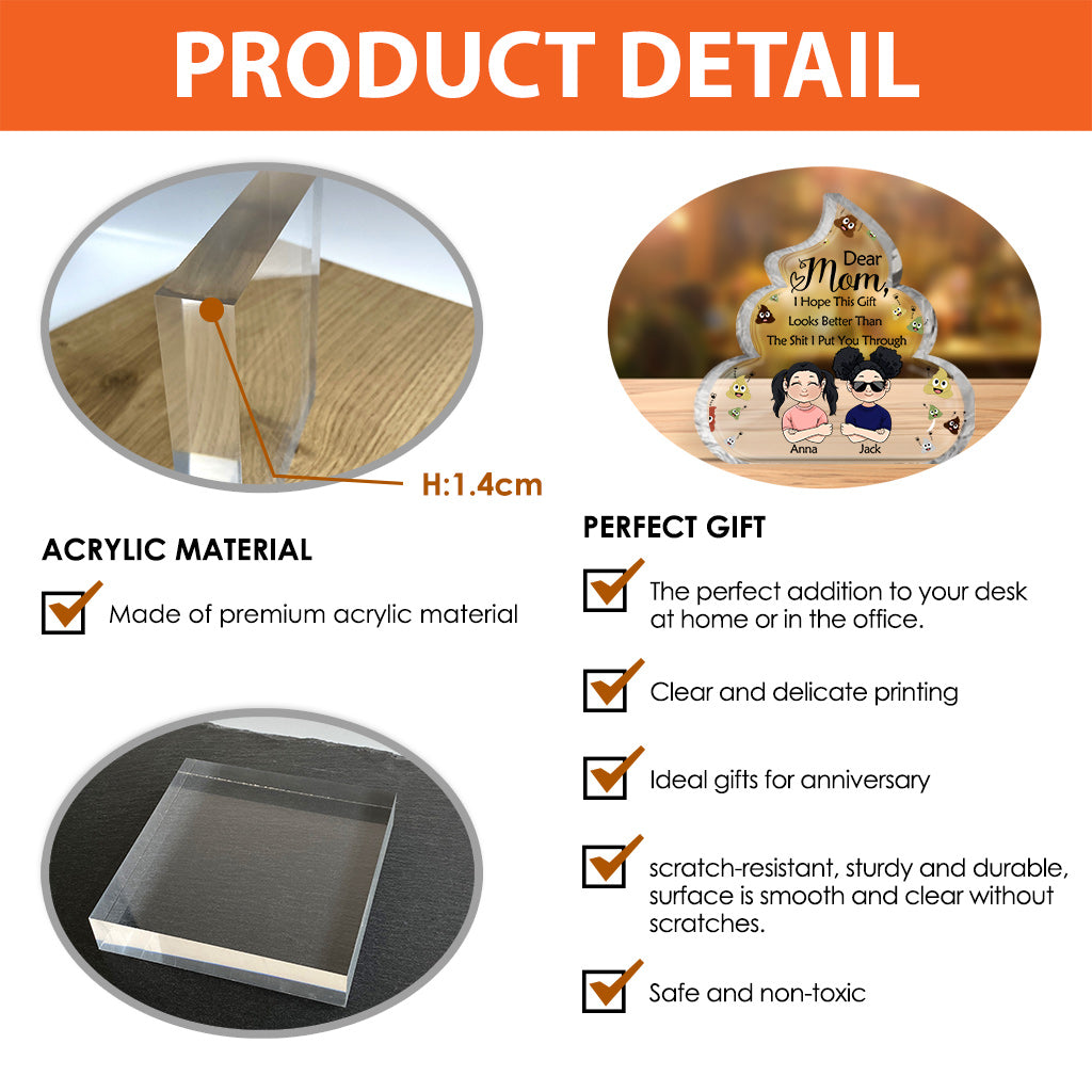 Liebe Mama, lieber Papa – Lustiges Geschenk zum Muttertag – Personalisierte Acrylplakette in individueller Form