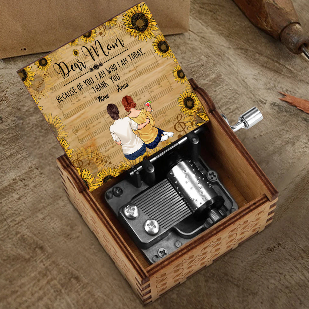 Because Of You - Personalized Mother's Day Mother Hand Crank Music Box