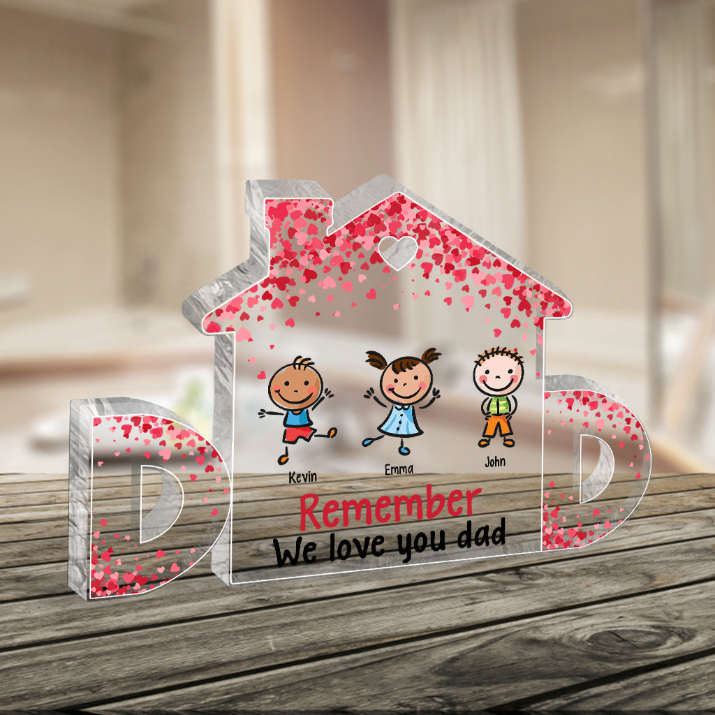 Wir lieben dich – Personalisierte Acrylplakette für Väter in individueller Form