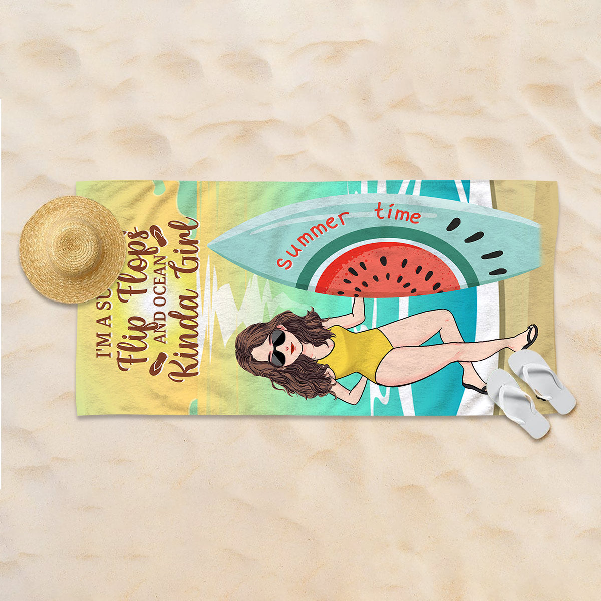 Kinda Girl – Personalisiertes Surfer-Strandtuch