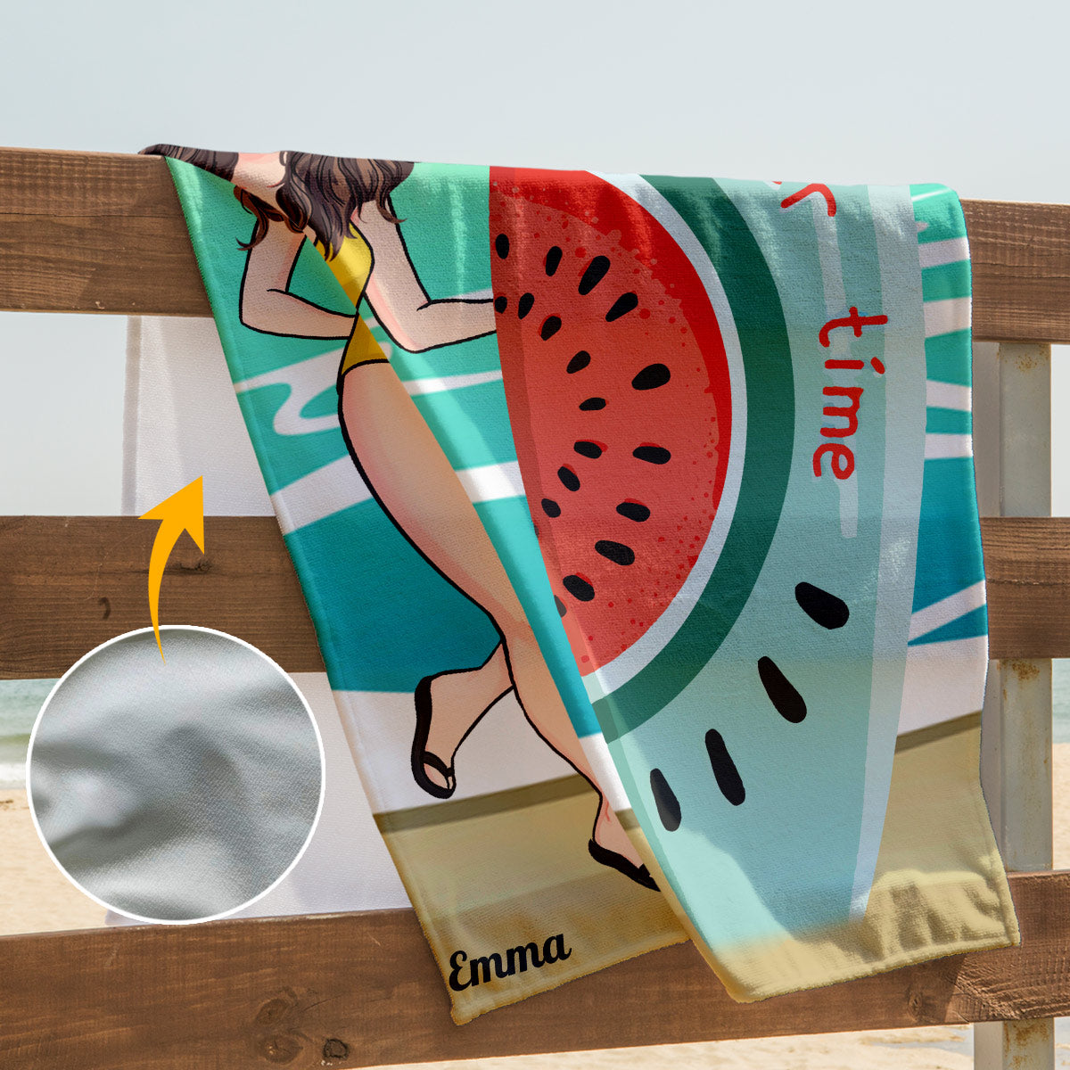 Kinda Girl – Personalisiertes Surfer-Strandtuch