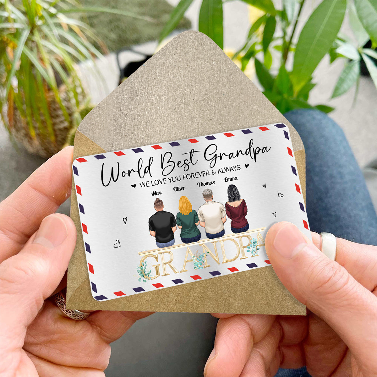 Papa, wir lieben dich, Opa – personalisierte Brieftaschenkarte