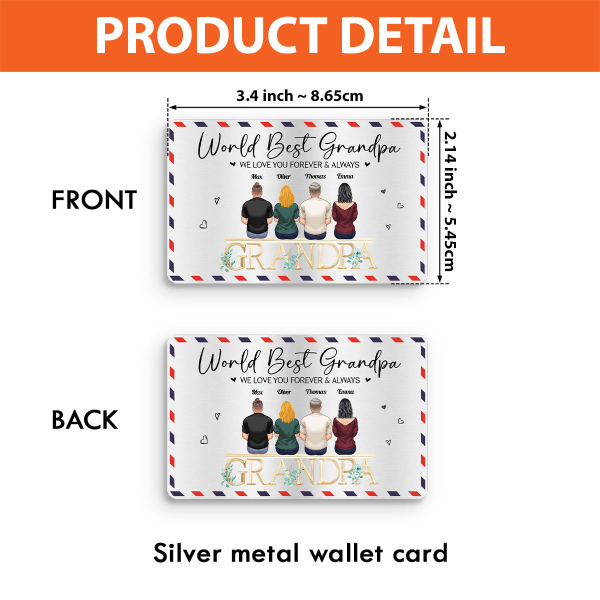 Papa, wir lieben dich, Opa – personalisierte Brieftaschenkarte