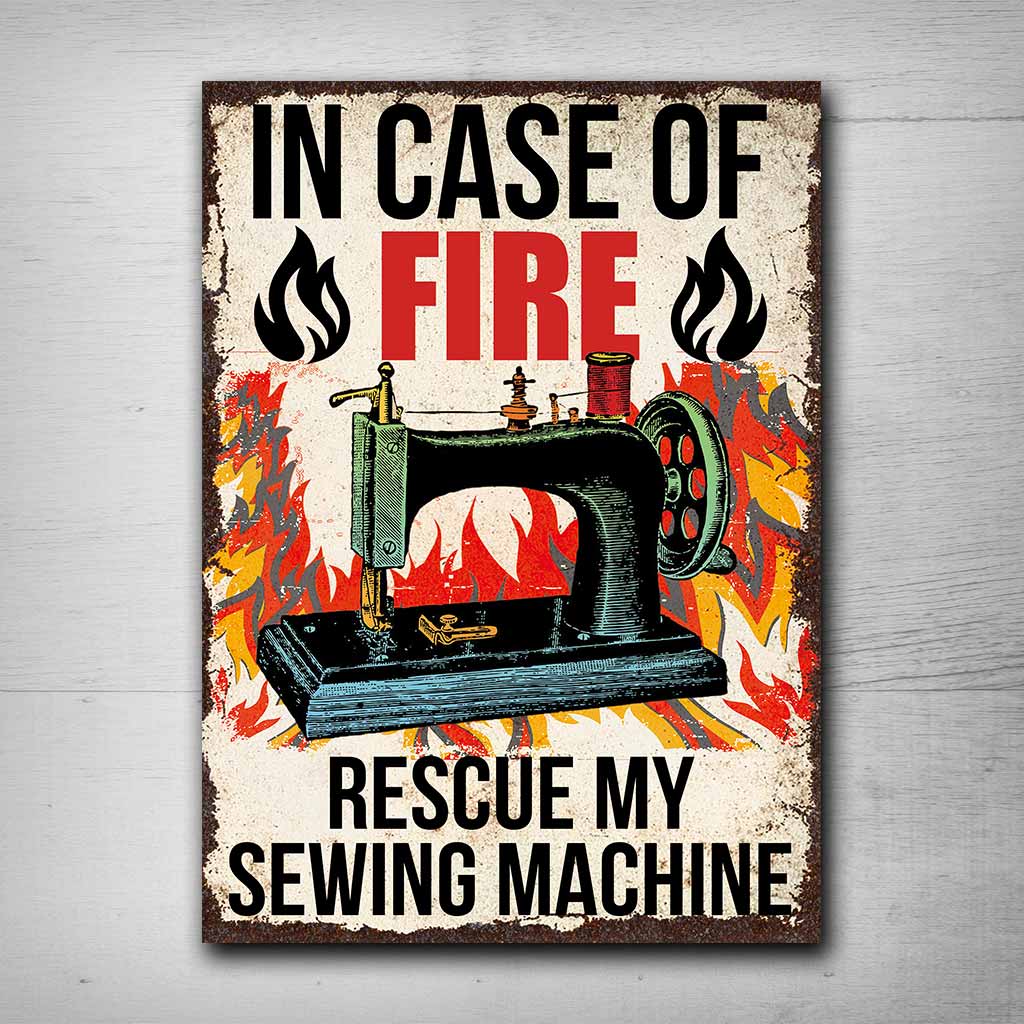 Im Brandfall – Rechteckiges Metallschild zum Nähen