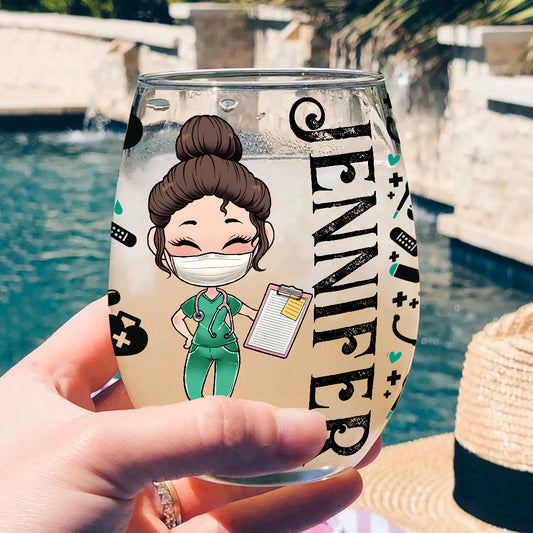 Tränen meiner Patienten – Krankenschwester überall auf einem Weinglas – personalisiertes Weinglas mit dem Aufdruck „Krankenschwester überall auf einem Weinglas“