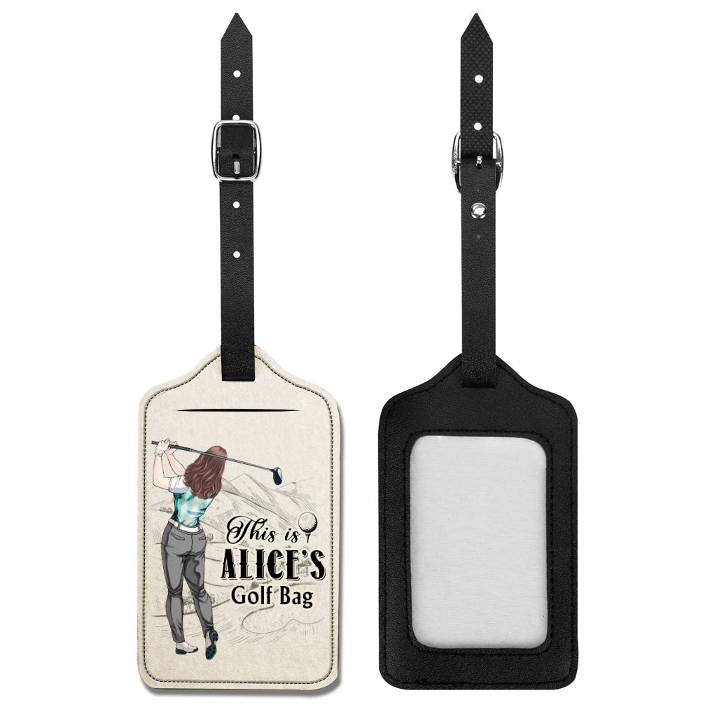 Meine Golfschläger – Personalisierter Golf-Gepäckanhänger aus Leder