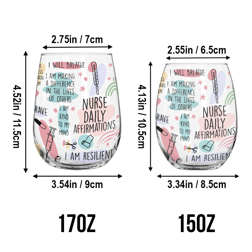 Tägliche Affirmation für Krankenschwestern – Personalisierte Pflege-Botschaft auf einem Weinglas