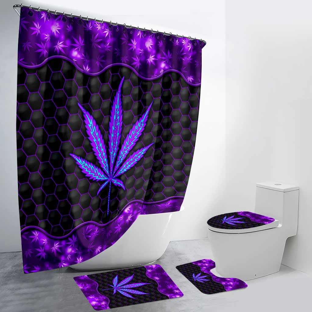 Magic Leaf – Personalisierter Badezimmervorhang und Badematten-Set mit Cannabis-Motiv