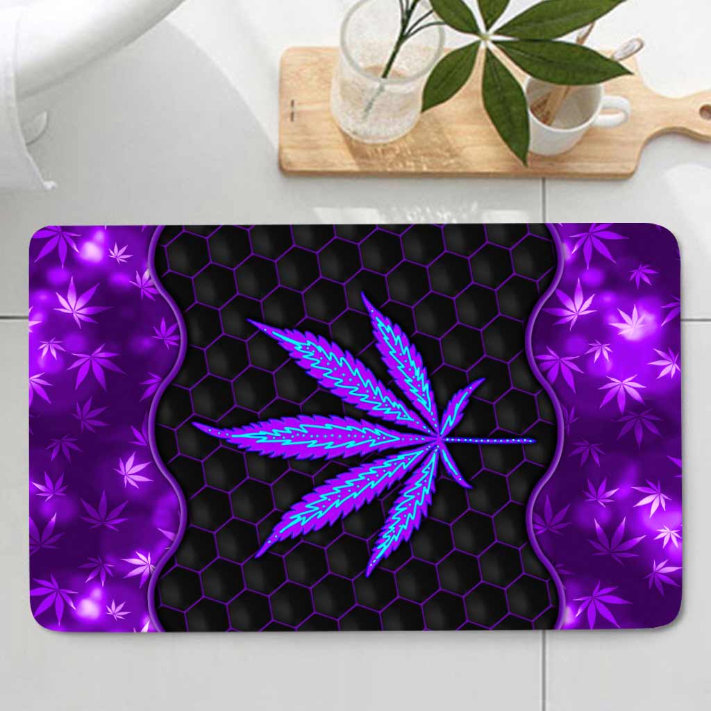 Magic Leaf – Personalisierter Badezimmervorhang und Badematten-Set mit Cannabis-Motiv