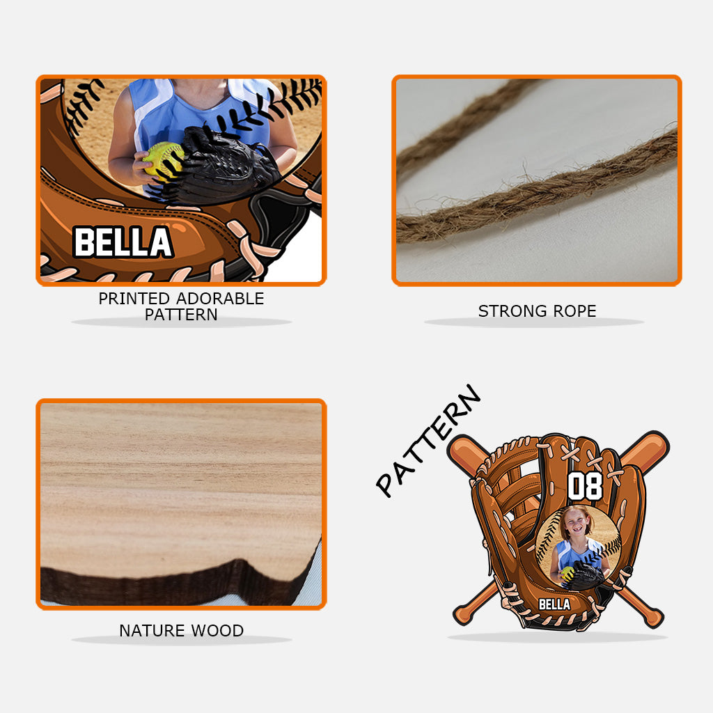 Geschenk für Enkelkinder für Baseball- und Softball-Fans – personalisiertes Softball-Holzschild