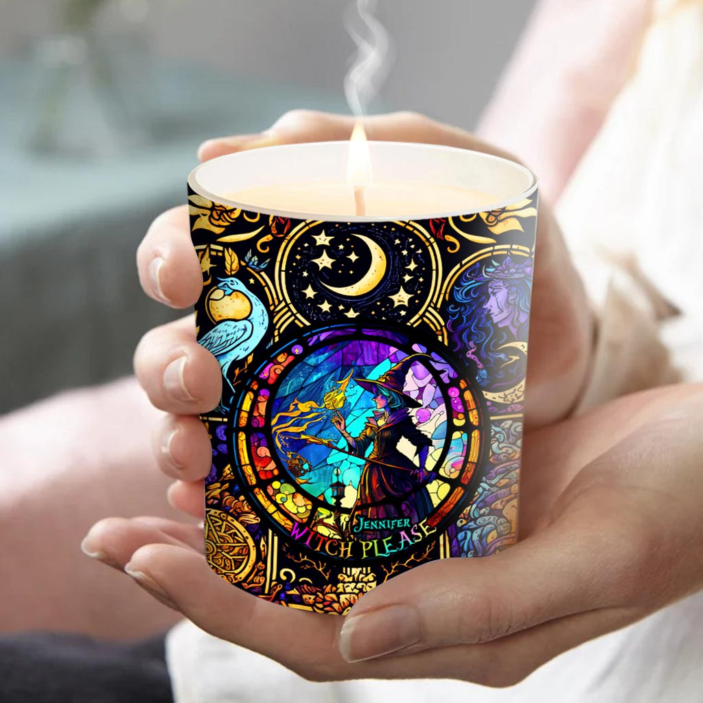 Hexe bitte – Personalisierte Hexenkerze mit Holzdeckel