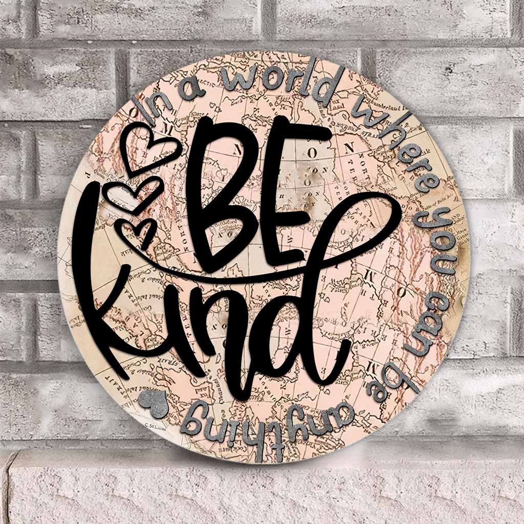 In einer Welt - Lehrer Rundes Holzschild