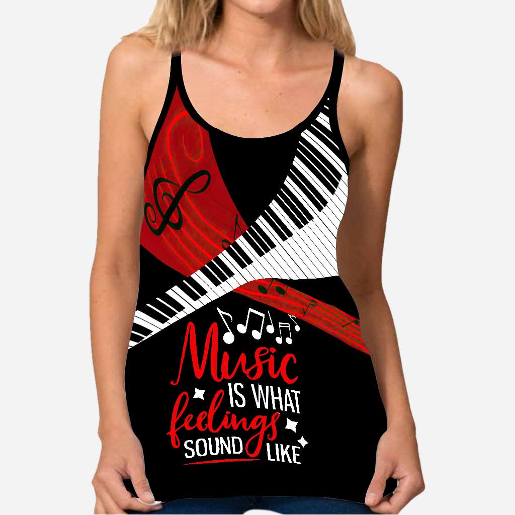 Music Is Life Piano Cross Tanktop
