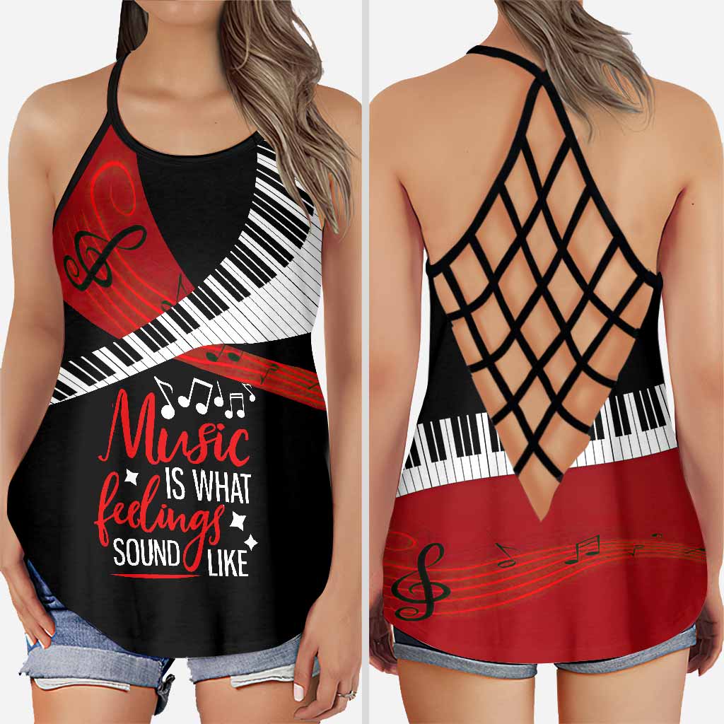 Music Is Life Piano Cross Tanktop