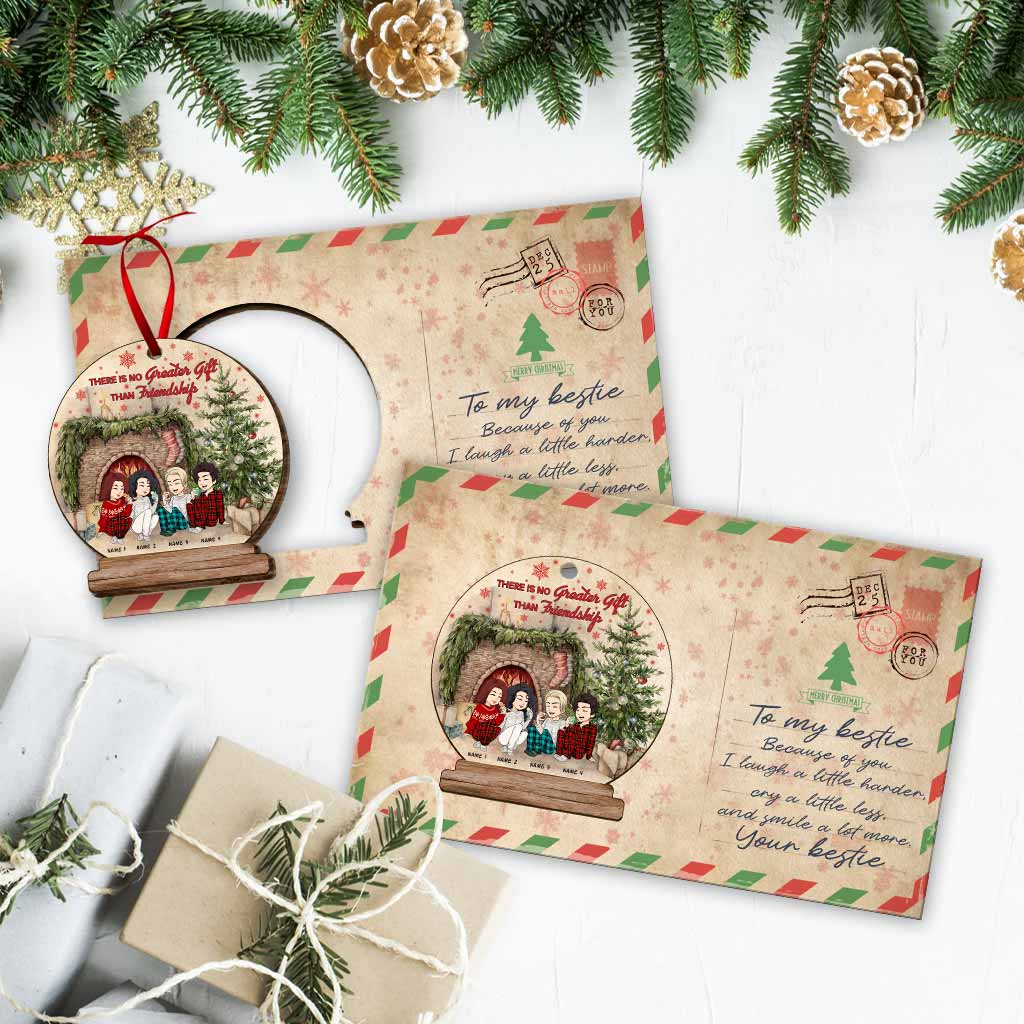 Für immer beste Freundinnen – Personalisierte Weihnachtskarte aus Holz zum Herausspringen