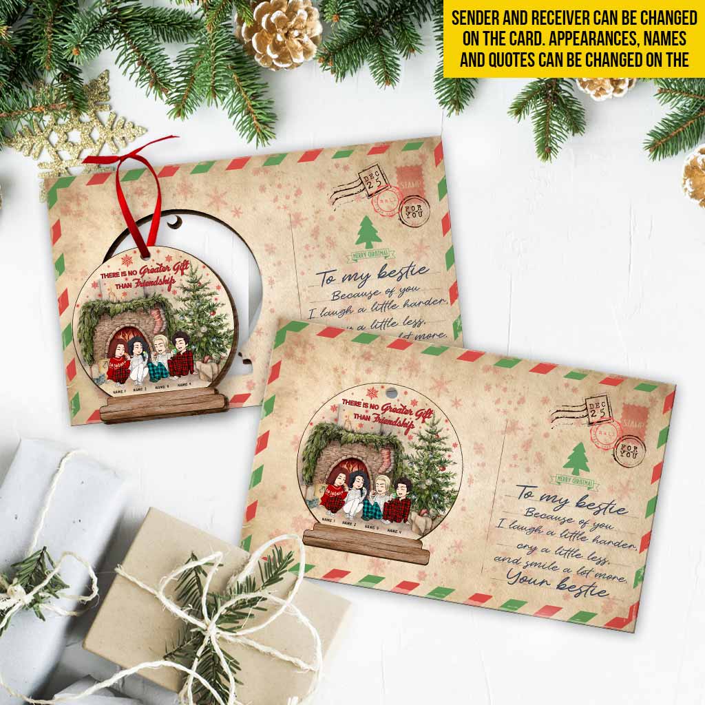 Für immer beste Freundinnen – Personalisierte Weihnachtskarte aus Holz zum Herausspringen